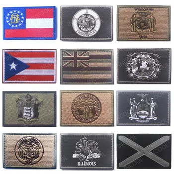  USA NÁM Americká Štátna Vlajka Vyšívané Škvrny New York Nebraska Havaj Taktických Vojenských Patch Textílie Remienok Výšivky Odznaky